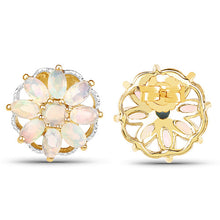 Load image into Gallery viewer, 14K Yellow Gold Plated 2.70 Carat Genuine Ethiopian Opal .925 Sterling Silver Earrings