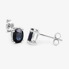 将图片加载到图库查看器,1.90 Carat Genuine Blue Sapphire 10K White Gold Earrings