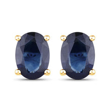 Load image into Gallery viewer, 1.90 Carat Genuine Blue Sapphire 10K Yellow Gold Earrings