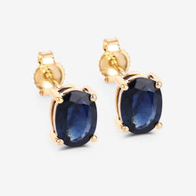 Load image into Gallery viewer, 1.90 Carat Genuine Blue Sapphire 10K Yellow Gold Earrings