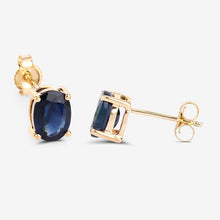 Load image into Gallery viewer, 1.90 Carat Genuine Blue Sapphire 10K Yellow Gold Earrings