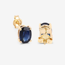 Load image into Gallery viewer, 1.90 Carat Genuine Blue Sapphire 10K Yellow Gold Earrings