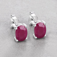 Load image into Gallery viewer, 1.70 Carat Genuine Ruby 10K White Gold Earrings