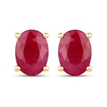 Load image into Gallery viewer, 1.70 Carat Genuine Ruby 10K Yellow Gold Earrings