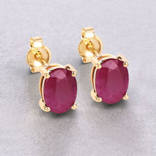 Load image into Gallery viewer, 1.70 Carat Genuine Ruby 10K Yellow Gold Earrings
