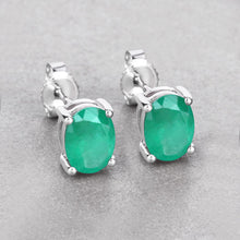 Load image into Gallery viewer, 1.44 Carat Genuine Zambian Emerald 10K White Gold Earrings