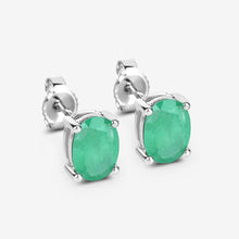 Load image into Gallery viewer, 1.44 Carat Genuine Zambian Emerald 10K White Gold Earrings