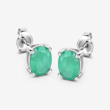 Load image into Gallery viewer, 1.44 Carat Genuine Zambian Emerald 10K White Gold Earrings