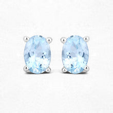 Load image into Gallery viewer, 0.72 Carat Genuine Aquamarine .925 Sterling Silver Earrings