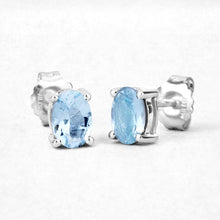 Load image into Gallery viewer, 0.72 Carat Genuine Aquamarine .925 Sterling Silver Earrings