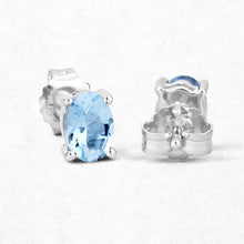 Load image into Gallery viewer, 0.72 Carat Genuine Aquamarine .925 Sterling Silver Earrings