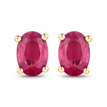 Load image into Gallery viewer, 1.04 Carat Genuine Ruby 10K Yellow Gold Earrings