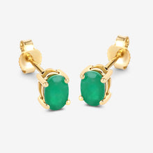 Load image into Gallery viewer, 0.88 Carat Genuine Zambian Emerald 10K Yellow Gold Earrings