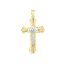 Load image into Gallery viewer, 14k Two Tone Gold High Polish Diamond Cut Cross Pendant