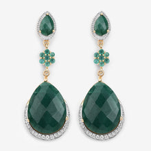 Load image into Gallery viewer, 22.70 Carat Dyed Emerald and White Topaz .925 Sterling Silver Earrings