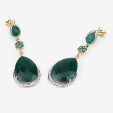 Load image into Gallery viewer, 22.70 Carat Dyed Emerald and White Topaz .925 Sterling Silver Earrings