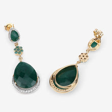 Load image into Gallery viewer, 22.70 Carat Dyed Emerald and White Topaz .925 Sterling Silver Earrings