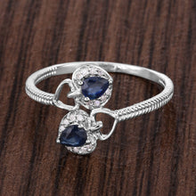 Load image into Gallery viewer, 0.34 Carat Genuine Blue Sapphire and White Diamond 14K White Gold Ring