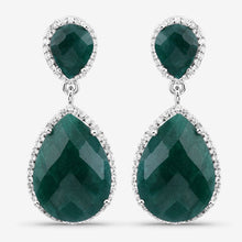 Load image into Gallery viewer, 19.42 Carat Dyed Emerald and White Topaz .925 Sterling Silver Earrings