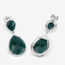 Load image into Gallery viewer, 19.42 Carat Dyed Emerald and White Topaz .925 Sterling Silver Earrings