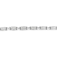 将图片加载到图库查看器,14K White Gold 2.0 Cttw Princess Cut Invisible Set Diamond Rectangular Link Bracelet (I-J Color, I1-I2 Clarity) - 7.25"