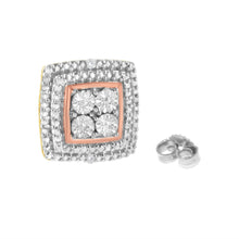 将图片加载到图库查看器,10K Yellow, White, and Rose Gold Plated Sterling Silver Diamond Accent Earrings (I-J Clarity, I3 Color)