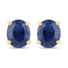Load image into Gallery viewer, 0.68 Carat Genuine Blue Sapphire 14K Yellow Gold Earrings