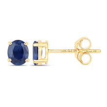 Load image into Gallery viewer, 0.68 Carat Genuine Blue Sapphire 14K Yellow Gold Earrings