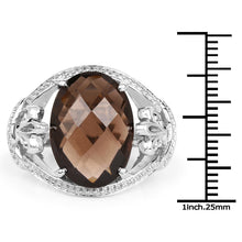 Load image into Gallery viewer, 10.50 Carat Genuine Smoky Quartz .925 Sterling Silver Ring
