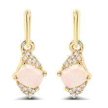 Load image into Gallery viewer, 0.57 Carat Genuine Ethiopian Opal and White Diamond 14K Yellow Gold Earrings