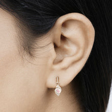Load image into Gallery viewer, 0.57 Carat Genuine Ethiopian Opal and White Diamond 14K Yellow Gold Earrings