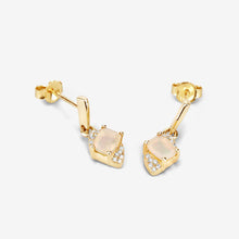 Load image into Gallery viewer, 0.57 Carat Genuine Ethiopian Opal and White Diamond 14K Yellow Gold Earrings