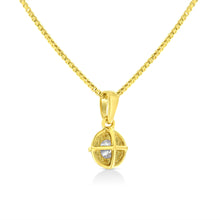 Load image into Gallery viewer, 14K Yellow Gold Plated .925 Sterling Silver 1/2 Cttw Brilliant Round Cut Diamond Solitaire Milgrain 18" Pendant Necklace (K-L Color, I2-I3 Clarity)