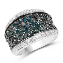 Load image into Gallery viewer, 1.38 Carat Genuine Blue Diamond and White Diamond .925 Sterling Silver Ring