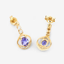 Load image into Gallery viewer, 0.76 Carat Genuine Tanzanite and White Diamond 14K Yellow Gold Earrings
