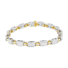 Load image into Gallery viewer, 14K Two-Tone Gold Princess and Baguette-Cut Diamond Link Bracelet (3.00 cttw, H-I Color, SI1-SI2 Clarity)
