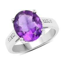 Load image into Gallery viewer, 3.84 Carat Genuine Amethyst and White Topaz .925 Sterling Silver Ring