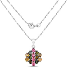 Load image into Gallery viewer, 4.34 Carat Genuine Pink Tourmaline, Green Tourmaline & Brown Tourmaline .925 Sterling Silver Pendant