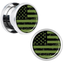 Load image into Gallery viewer, Green American Flag Steel Screw Fit Plug Set 5mm to 20mm