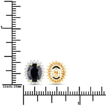 Load image into Gallery viewer, 3.32 Carat Genuine Blue Sapphire and White Diamond 14K Yellow Gold Earrings