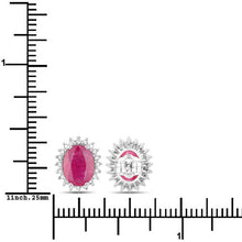 Load image into Gallery viewer, 3.14 Carat Genuine Ruby and White Diamond 14K White Gold Earrings