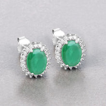 Load image into Gallery viewer, 2.66 Carat Genuine Zambian Emerald and White Diamond 10K White Gold Earrings