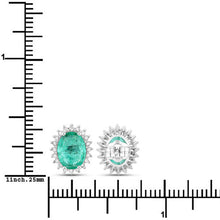 Load image into Gallery viewer, 2.66 Carat Genuine Zambian Emerald and White Diamond 14K White Gold Earrings