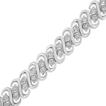 Load image into Gallery viewer, .925 Sterling Silver 1/2 Cttw Diamond Double Row S-Link Bracelet (I-J Color, I2-I3 Clarity) - 7.5" Inches