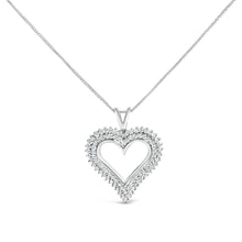 将图片加载到图库查看器,.925 Sterling Silver 1.00 Cttw Lab-Grown Diamond Open Heart Pendant Necklace (F-G Color, VS1-VS2 Clarity) - 18" Inches