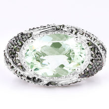 Load image into Gallery viewer, 5.98 Carat Genuine Green Amethyst & Green Diamond .925 Sterling Silver Ring