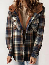 Load image into Gallery viewer, Plaid Snap Down Plush Hooded Jacket Soft & Warm Women Outerwear Cozy And Comfortable Jacket