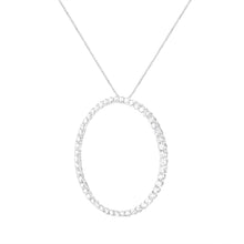 Load image into Gallery viewer, .925 Sterling Silver 4 cttw Prong Set, Round-Cut Diamond Open Circle Hoop 18" Pendant Necklace (J-K Color, I1-I2 Clarity)
