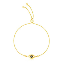 将图片加载到图库查看器,14k Yellow Gold Adjustable Evil Eye Bracelet