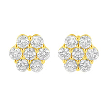 Load image into Gallery viewer, 14K Yellow Gold 1.0 Cttw Diamond Flower Earring (J-K Color, I1-I2 Clarity)